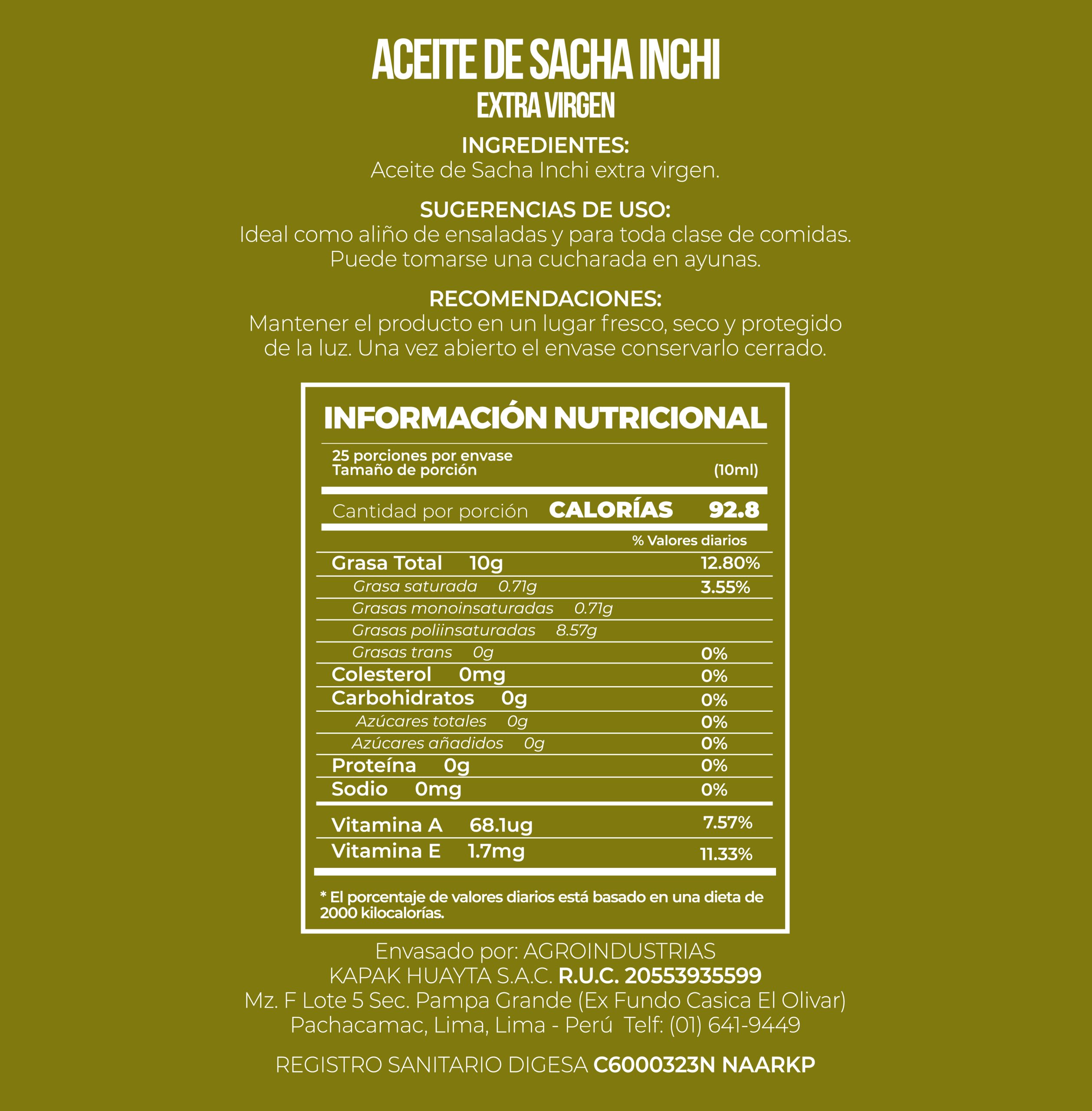 ACEITE SACHA INCHI 250 ML