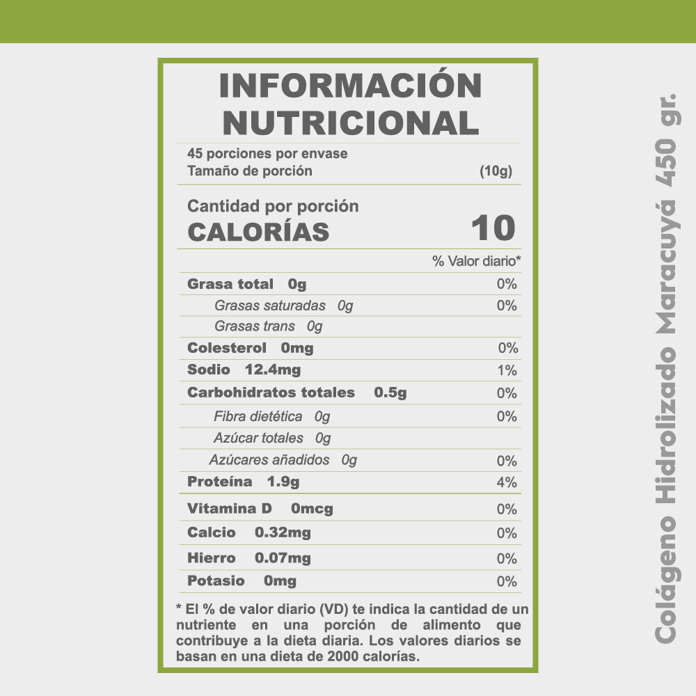 COLÁGENO HIDROLIZADO MARACUYÁ Y CAMU CAMU 450 GR